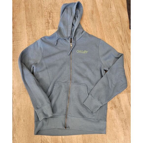 Oakley Hoodie‎ Sweatshirt Mens Small Blue Red Tree Frog Graphic Full Zipper - Picture 1 of 3